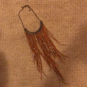 American Eagle suede fringe necklace